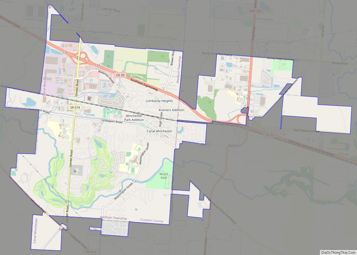 Map of Canal Winchester city