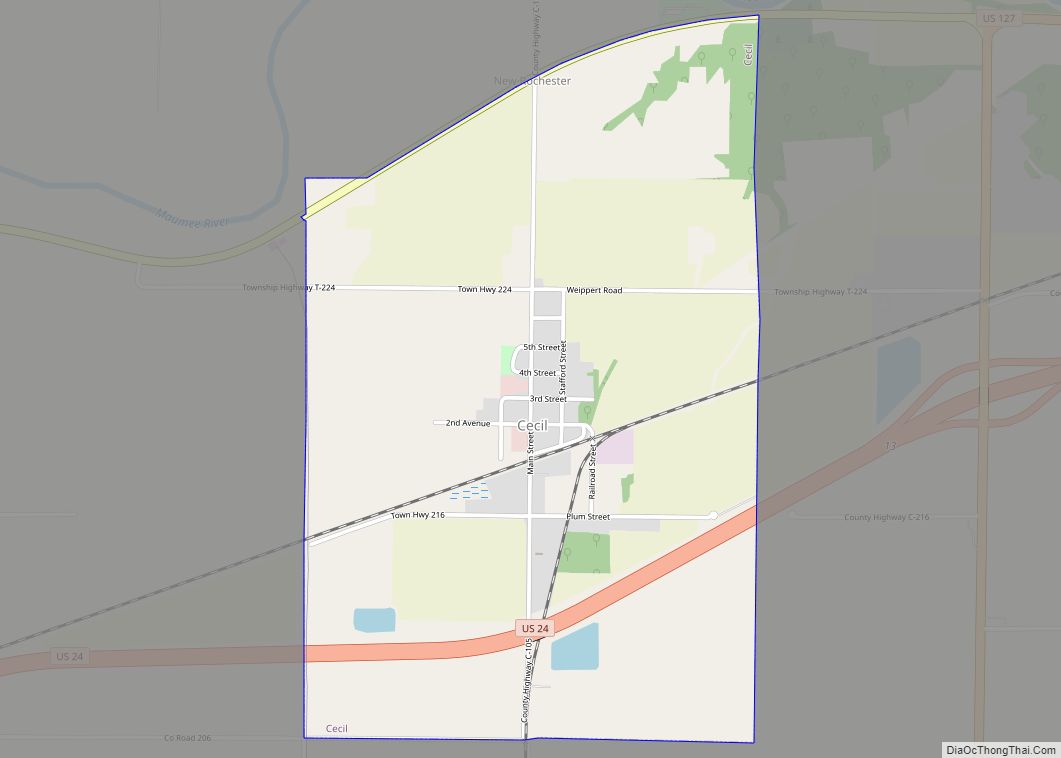 Map of Cecil village, Ohio