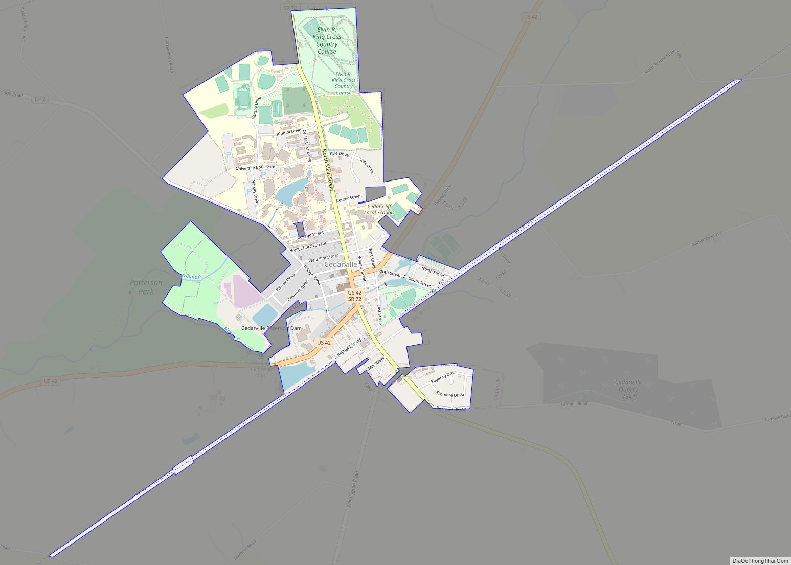 Map of Cedarville village, Ohio