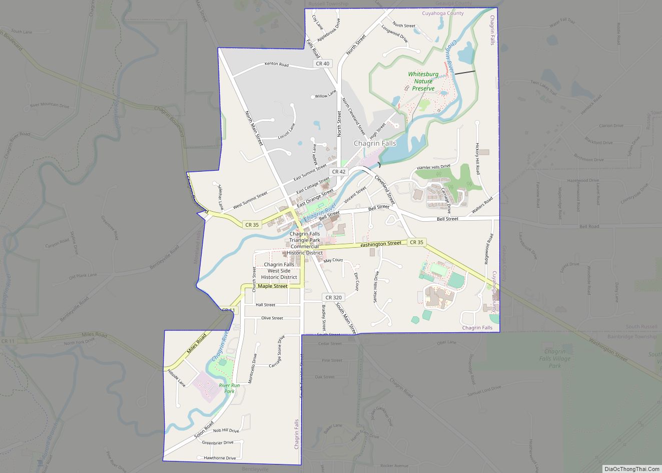 Map of Chagrin Falls village