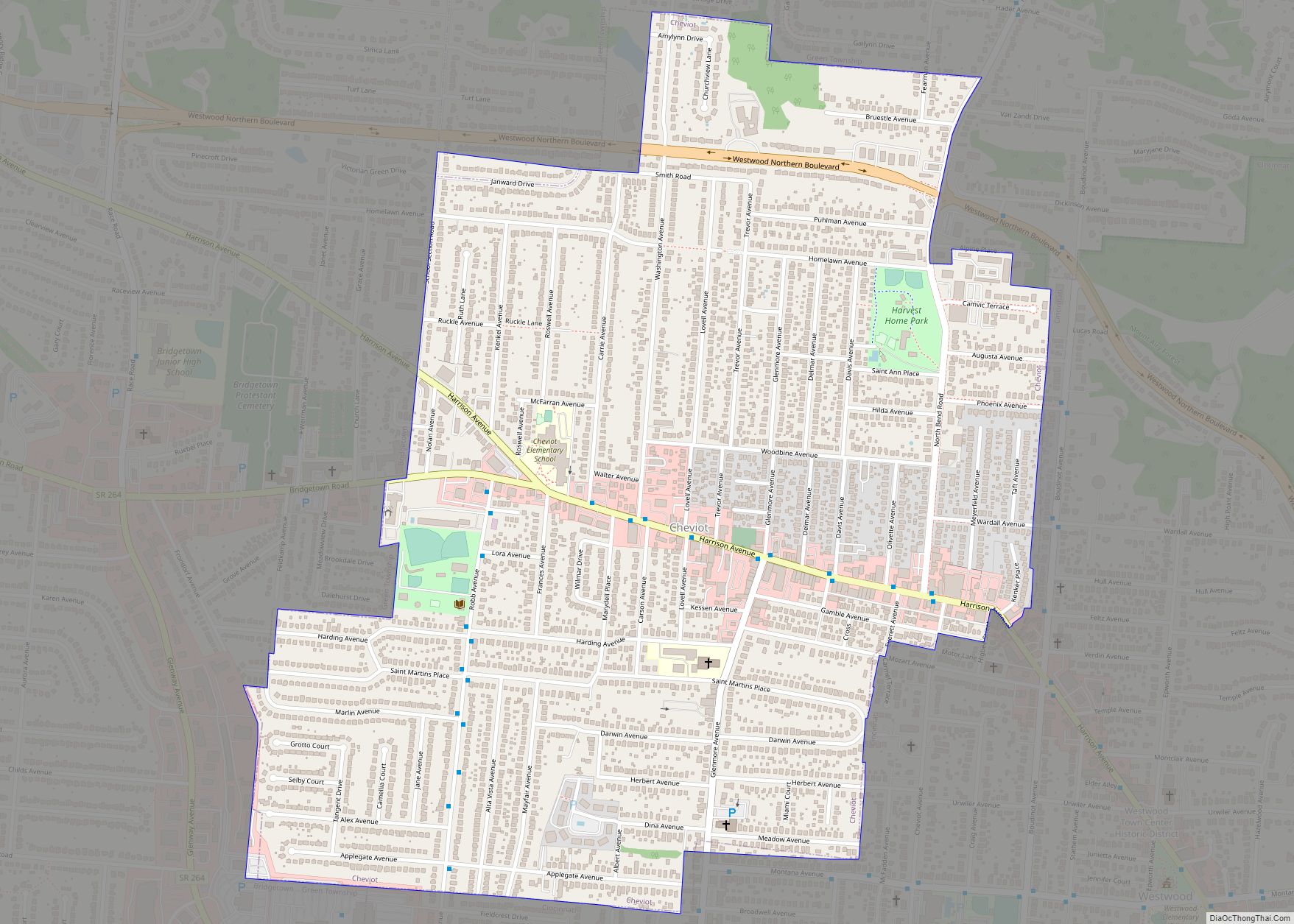 Map of Cheviot city