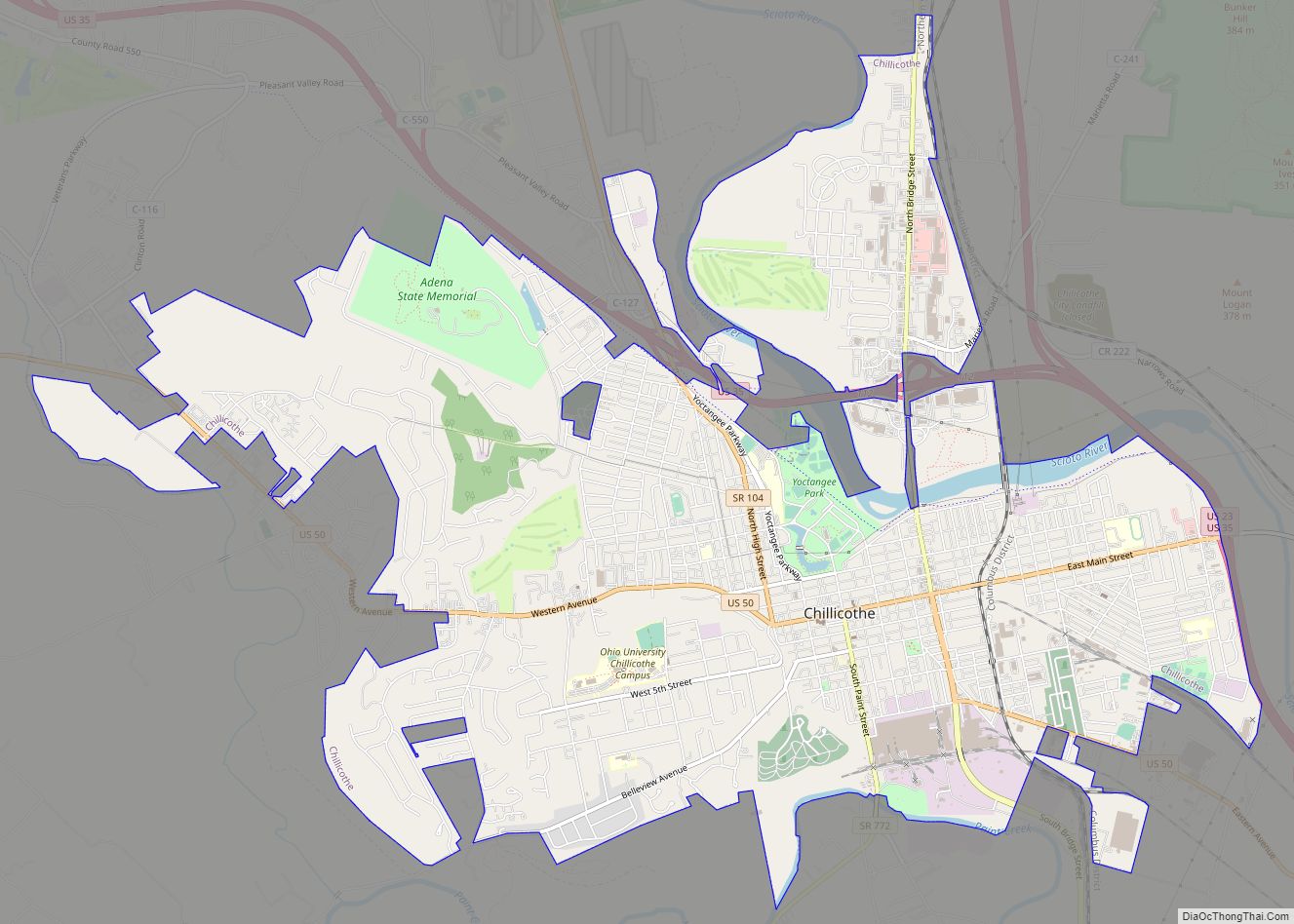 Map of Chillicothe city, Ohio