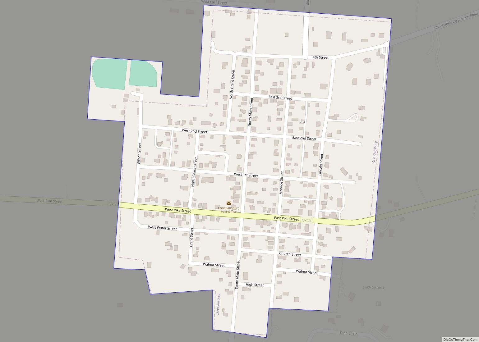 Map of Christiansburg village