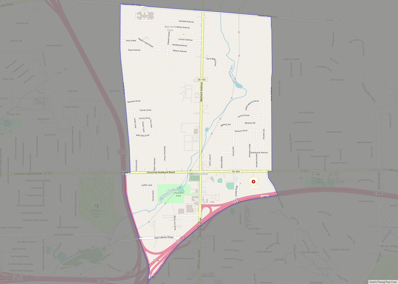 Map of Churchill CDP, Ohio