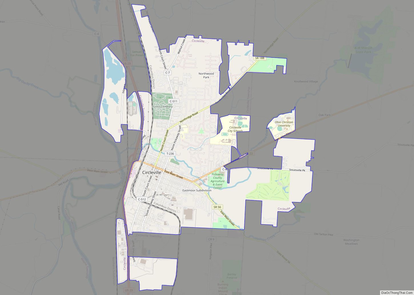 Map of Circleville city, Ohio