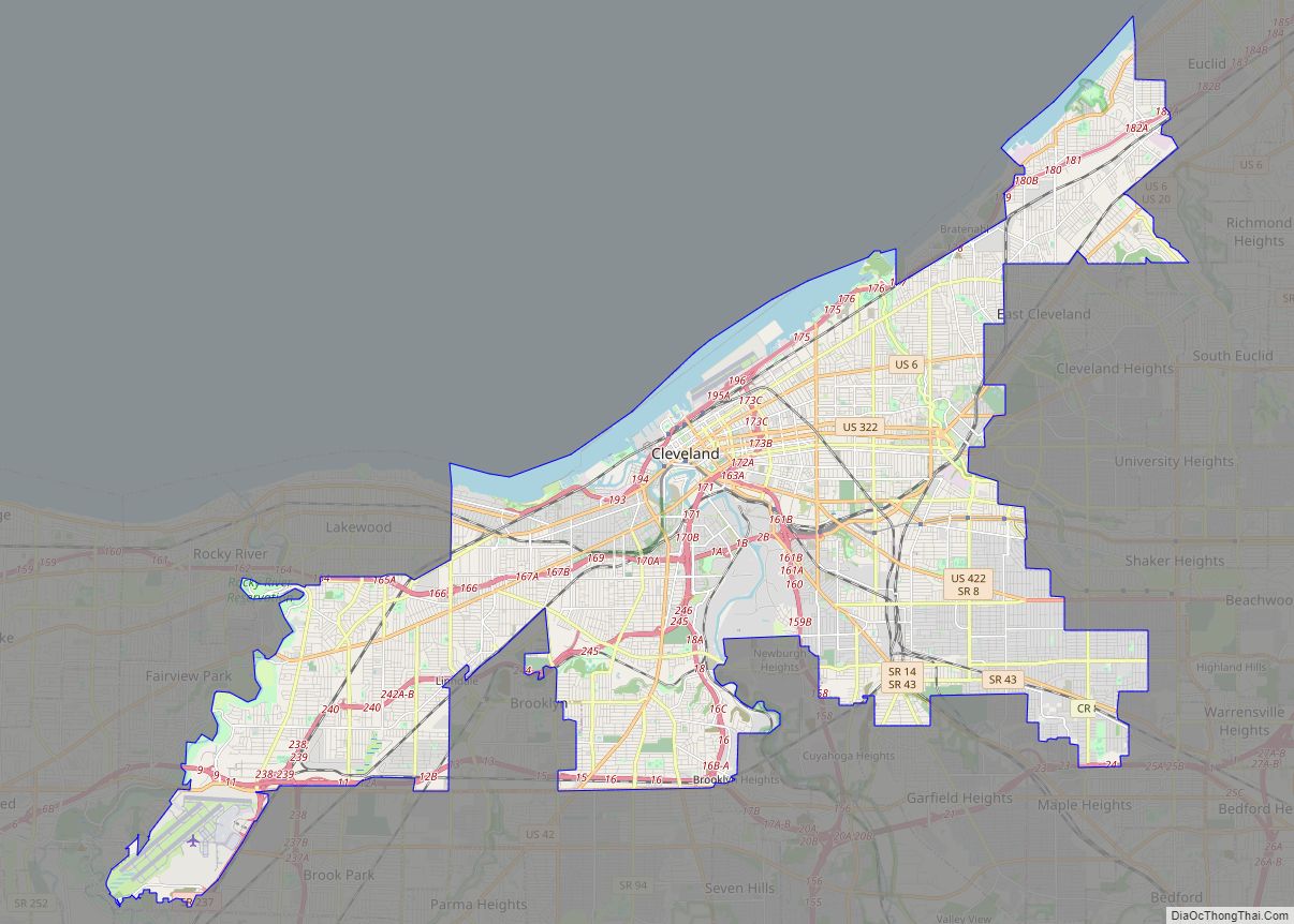 Map of Cleveland city, Ohio