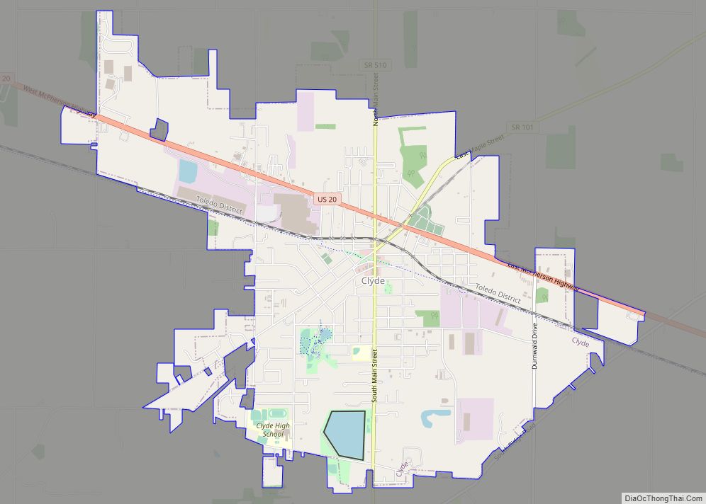 Map of Clyde city, Ohio