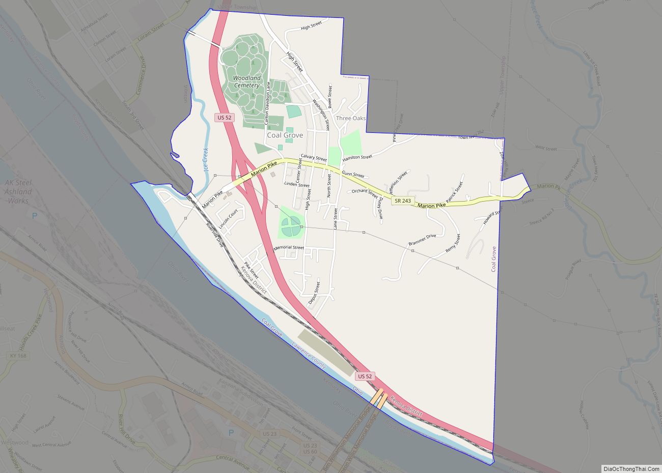 Map of Coal Grove village
