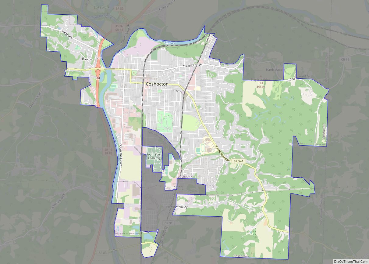 Map of Coshocton city