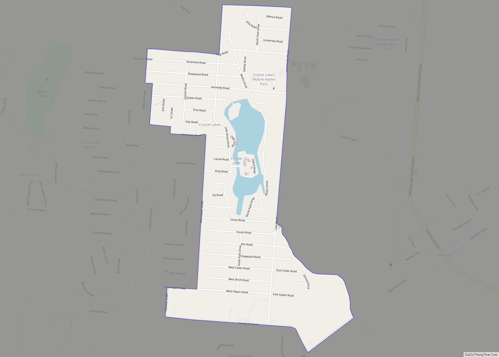 Map of Crystal Lakes CDP, Ohio