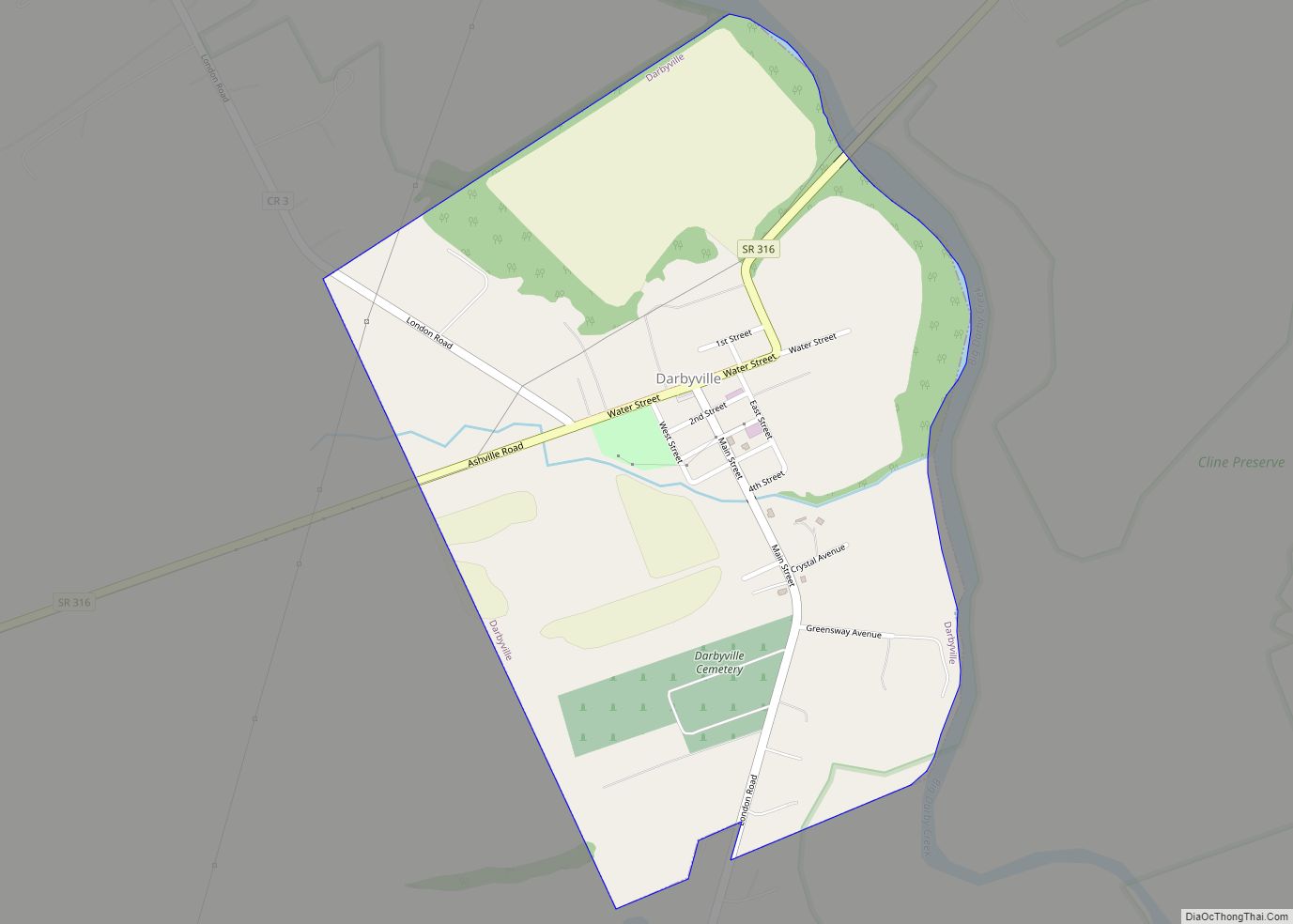 Map of Darbyville village