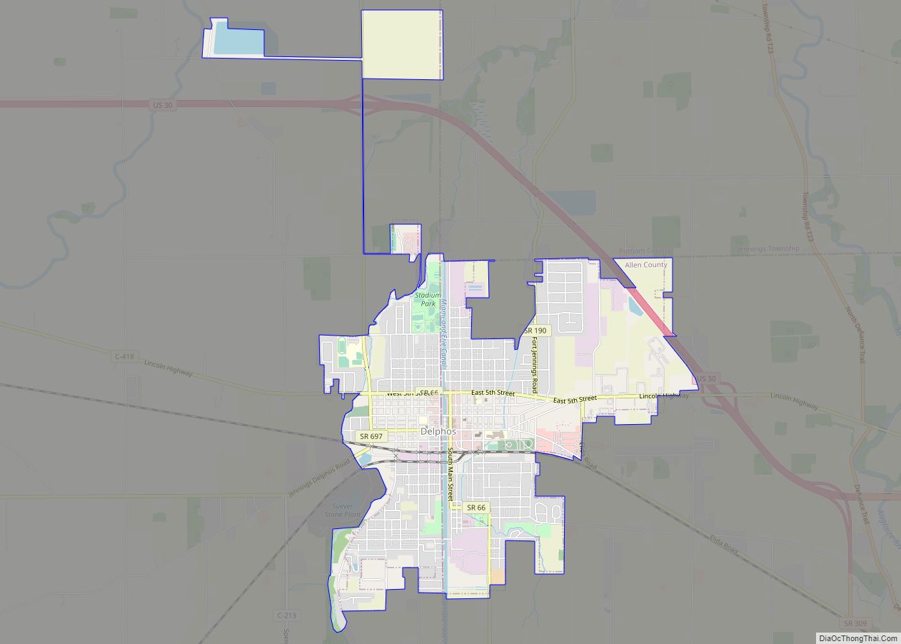 Map of Delphos city, Ohio