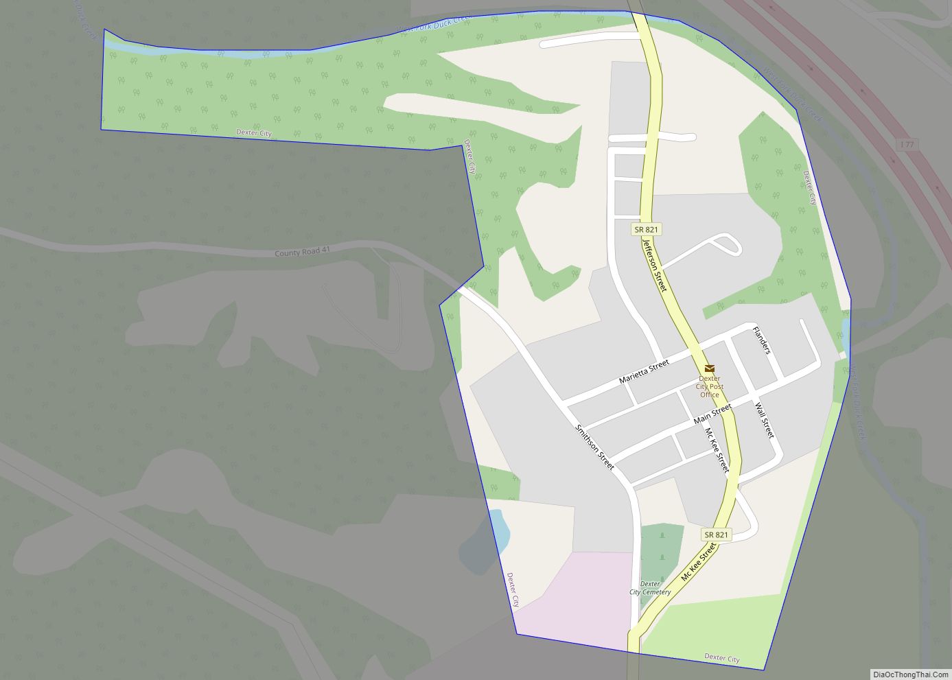 Map of Dexter City village