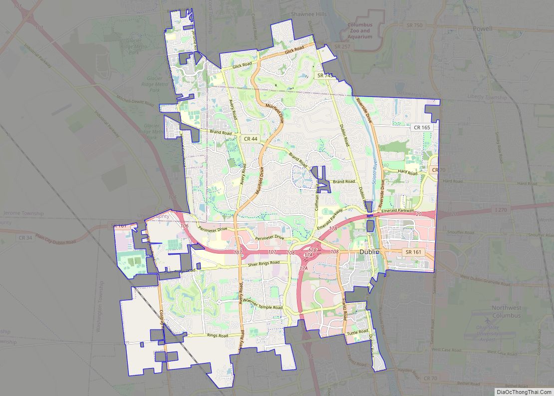 Map of Dublin city, Ohio