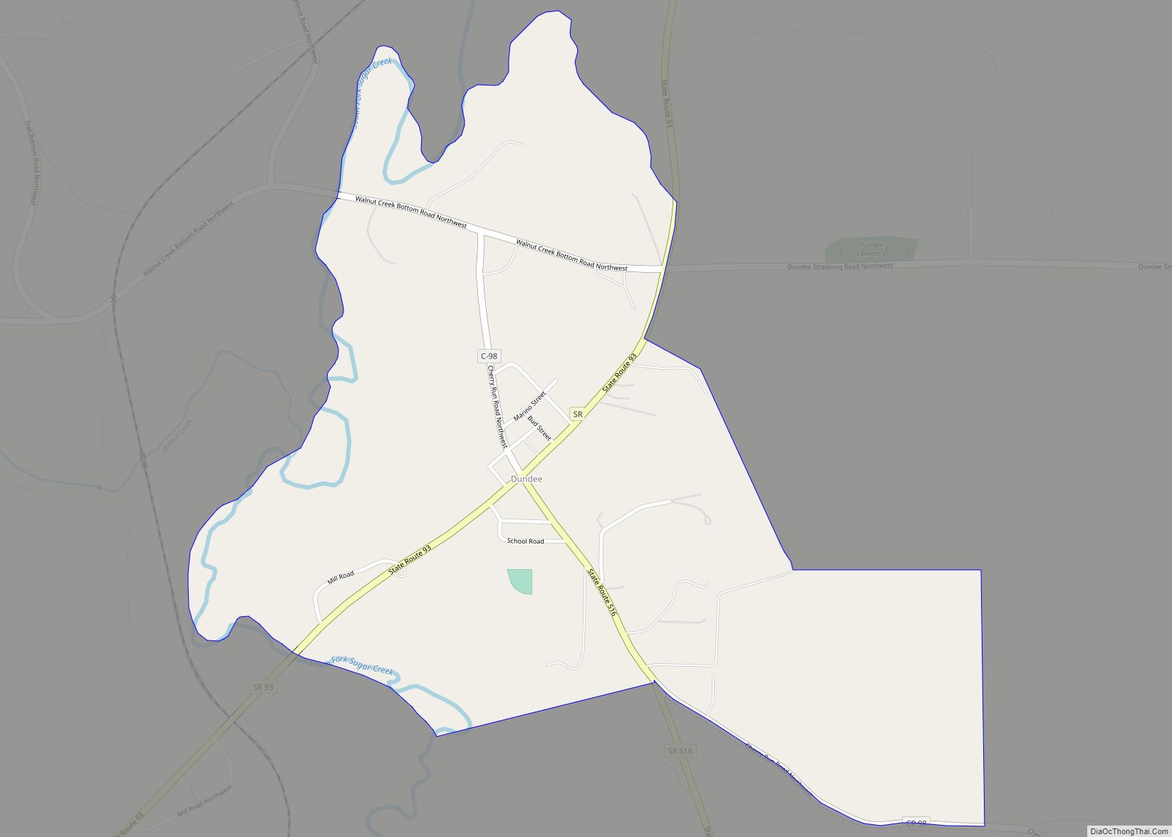 Map of Dundee CDP, Ohio