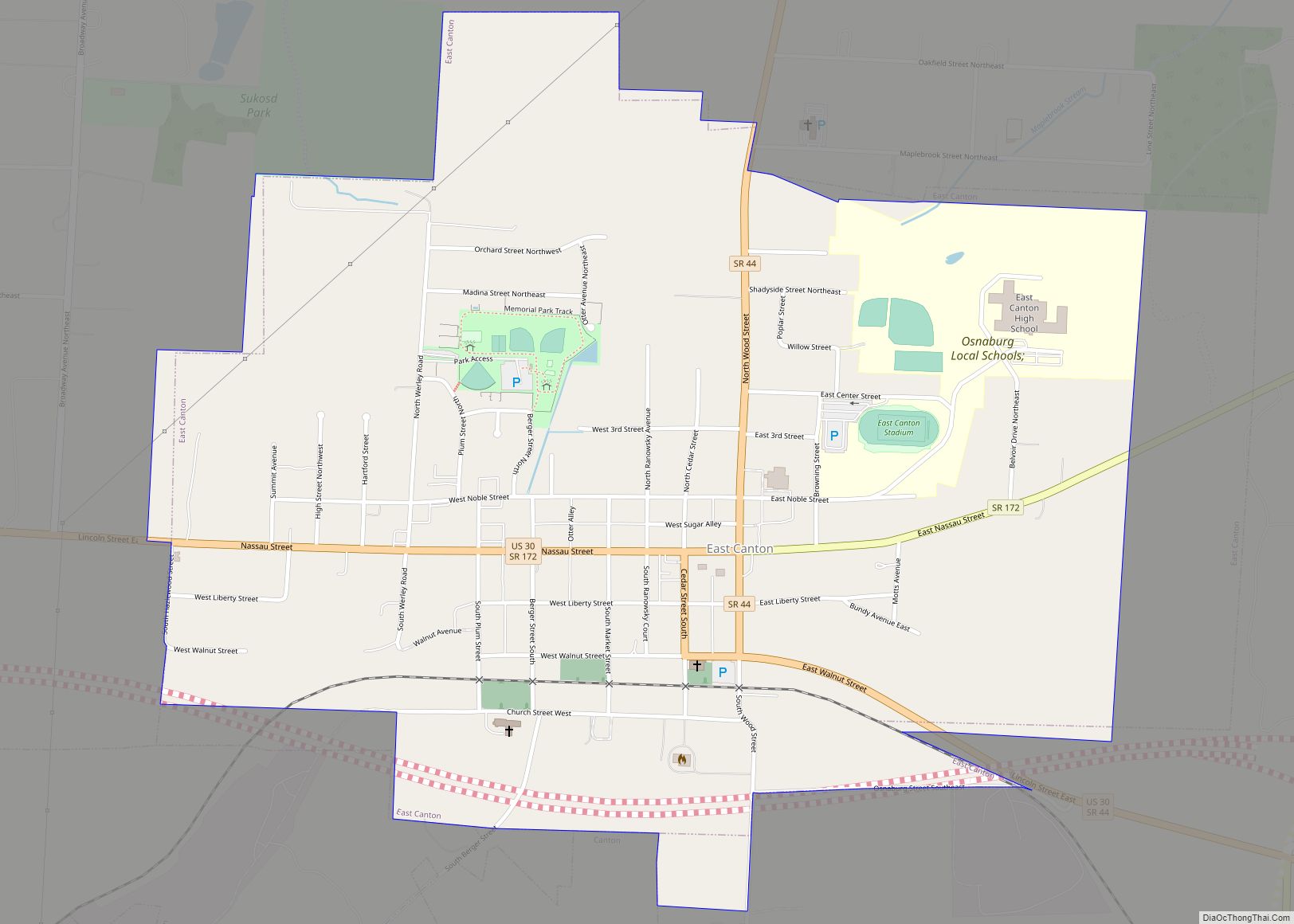 Map of East Canton village