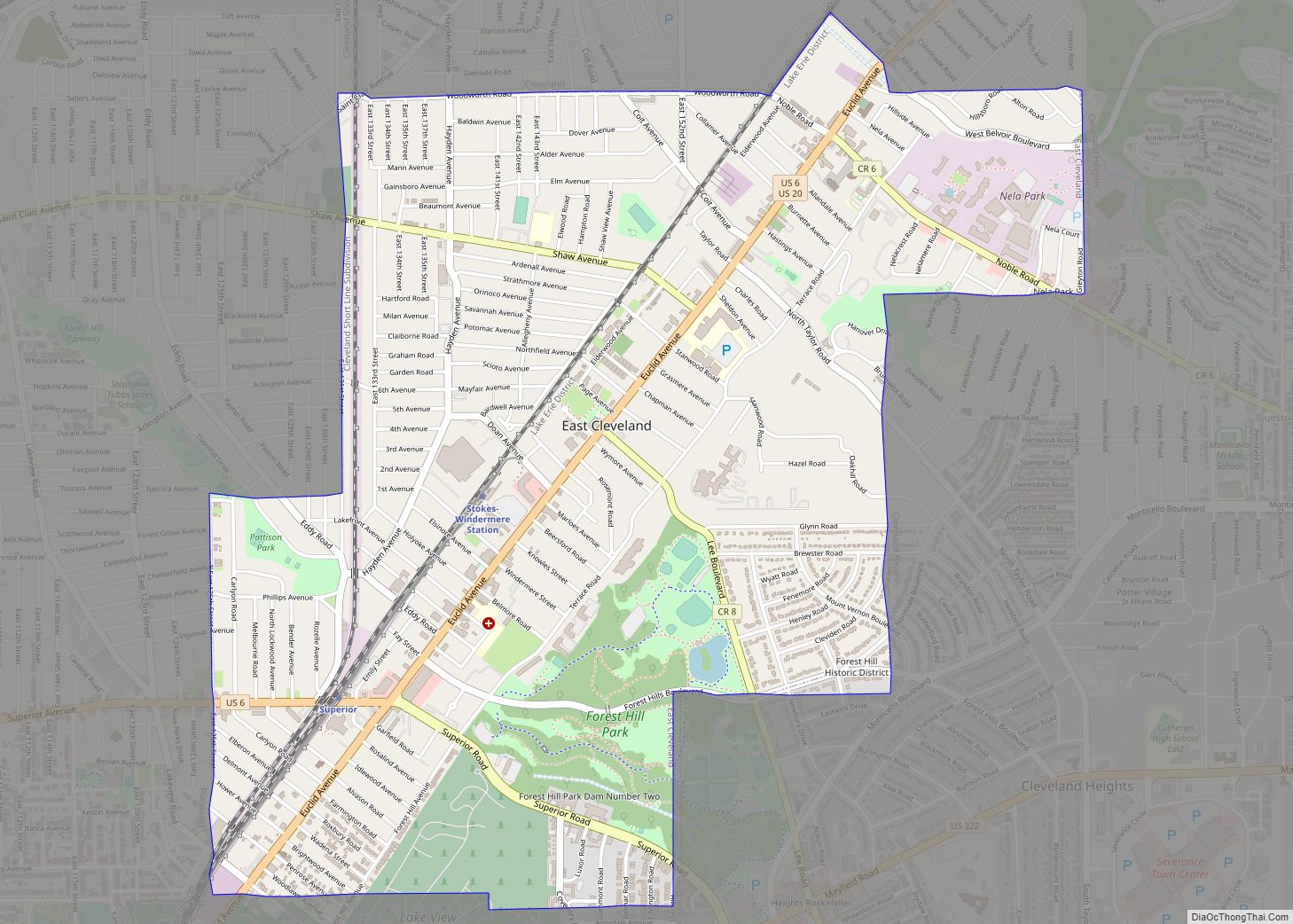 Map of East Cleveland city