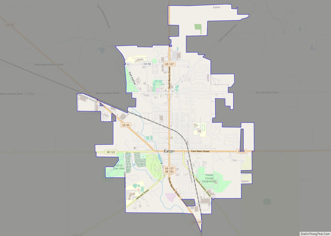 Map of Eaton city, Ohio