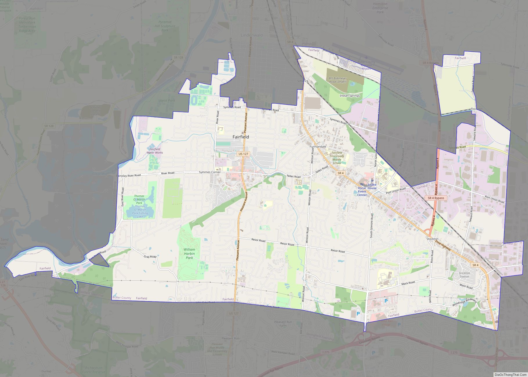 Map of Fairfield city, Ohio