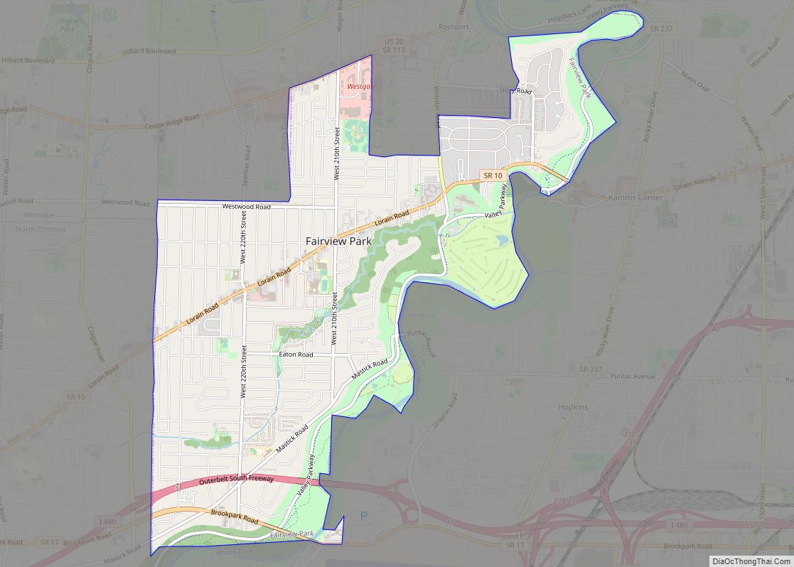 Map of Fairview Park city, Ohio