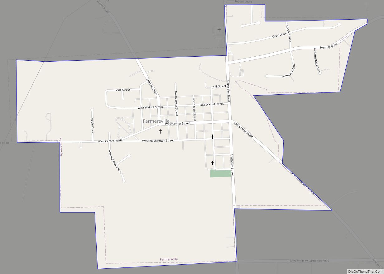 Map of Farmersville village, Ohio