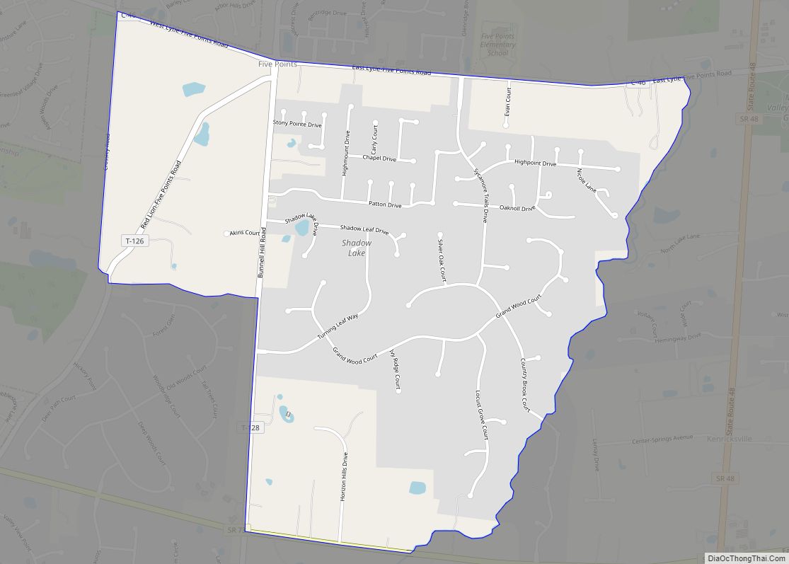 Map of Five Points CDP, Ohio