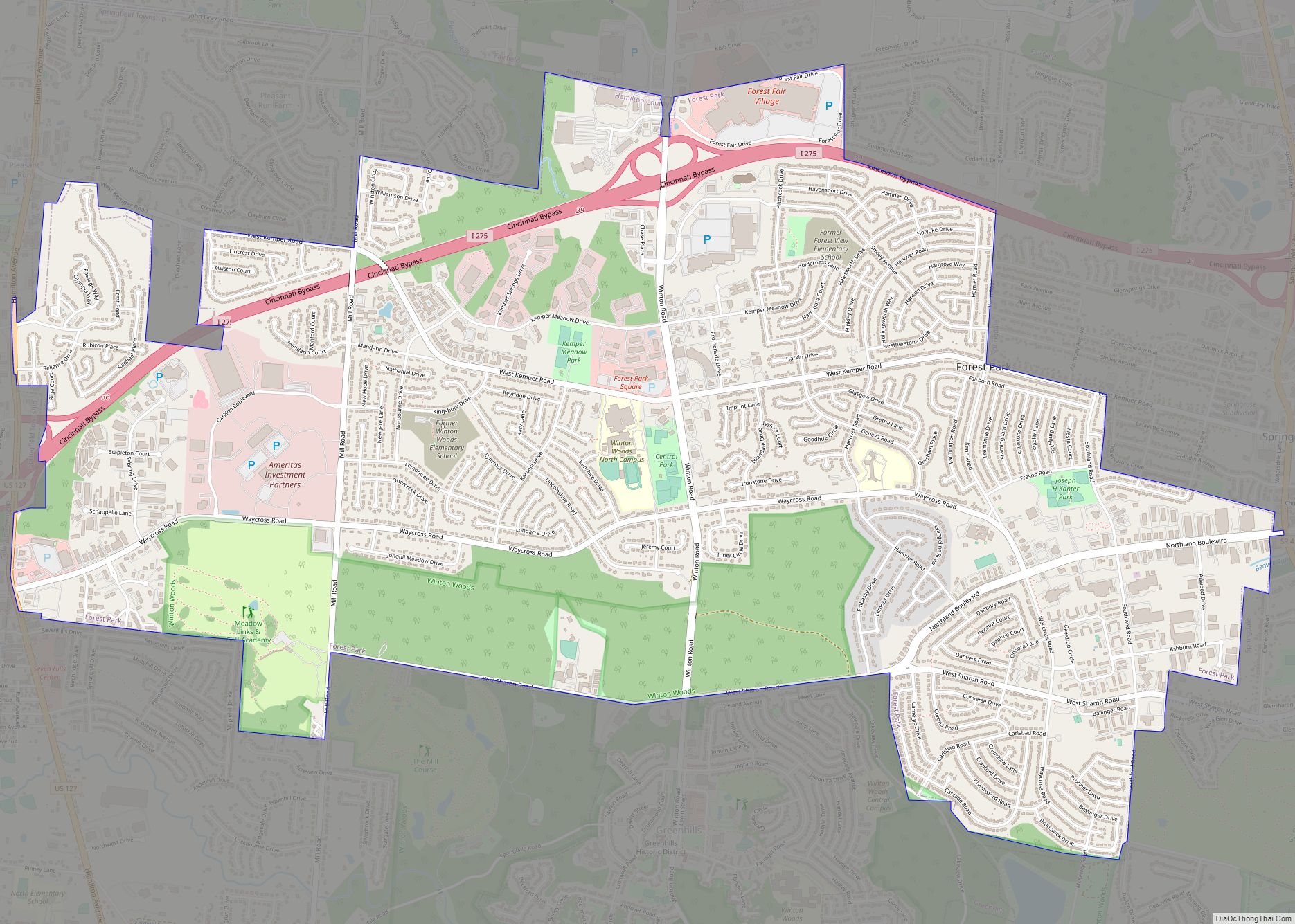 Map of Forest Park city, Ohio