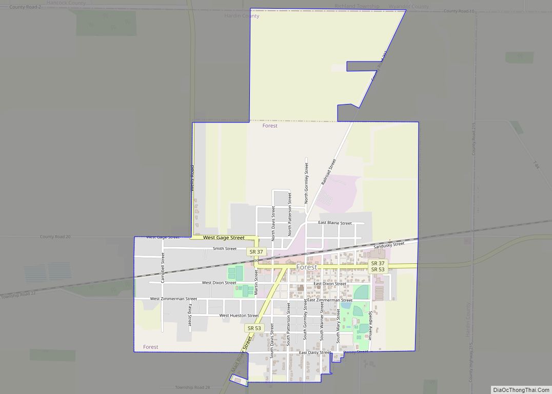 Map of Forest village, Ohio