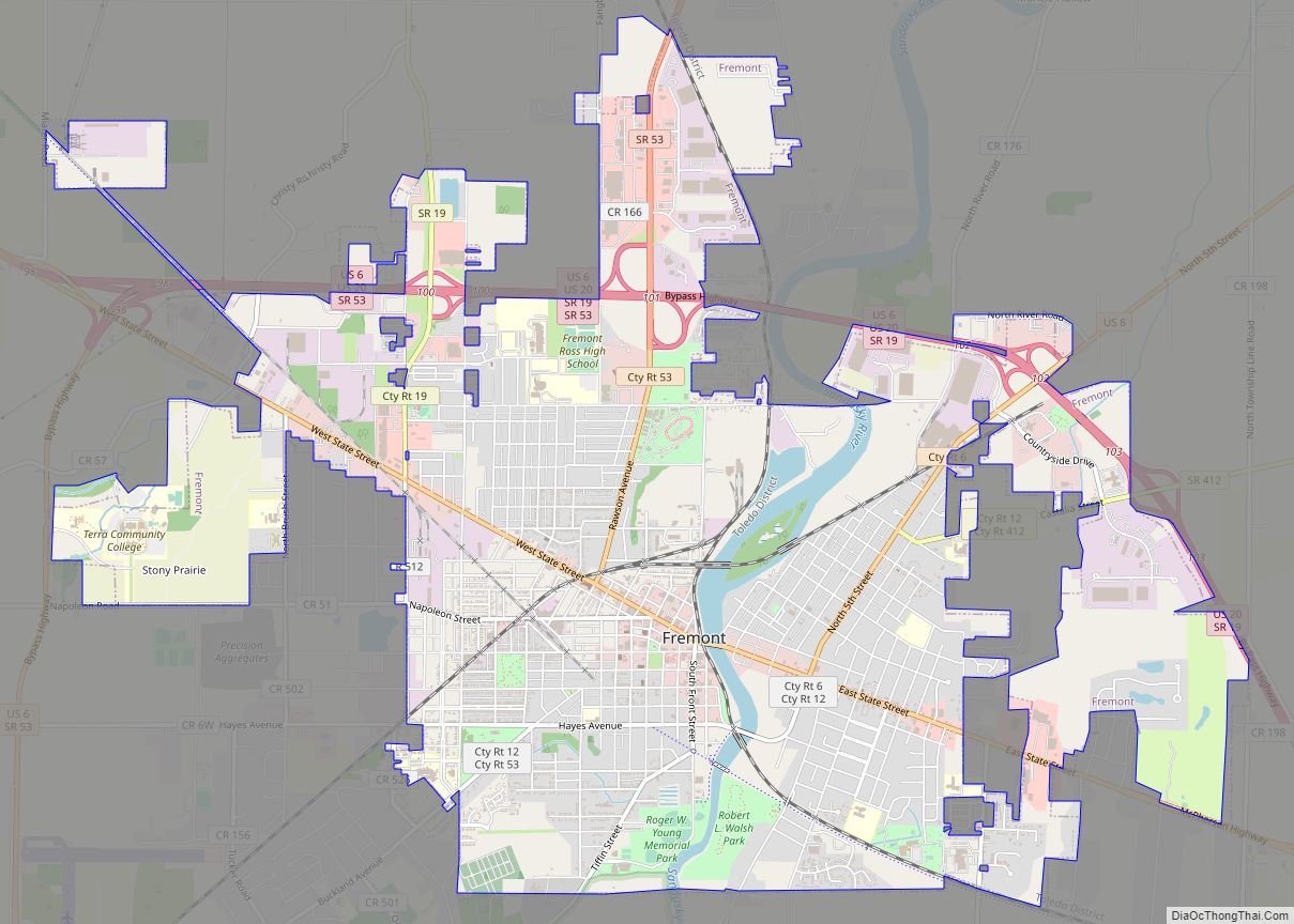 Map of Fremont city, Ohio