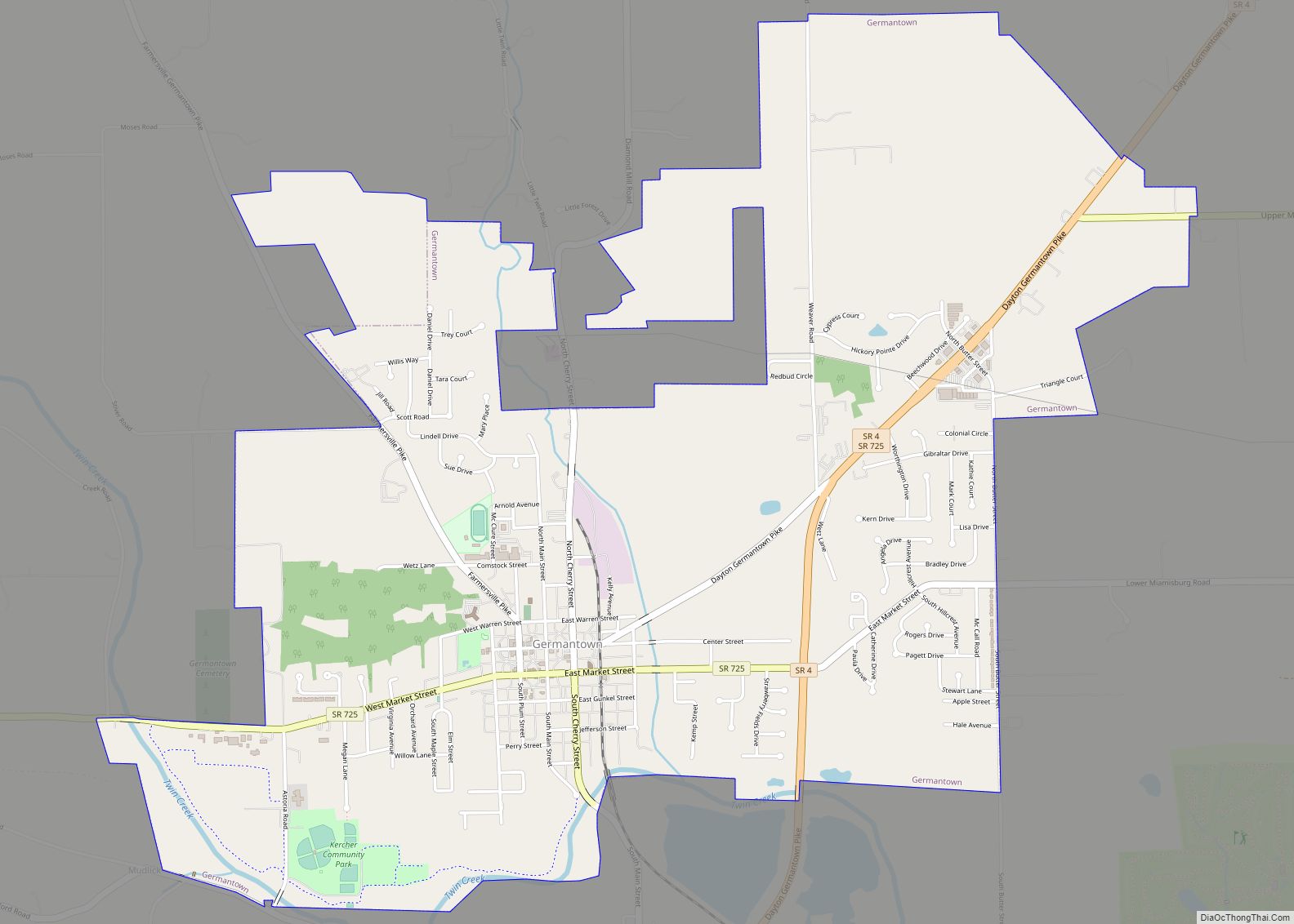 Map of Germantown city, Ohio