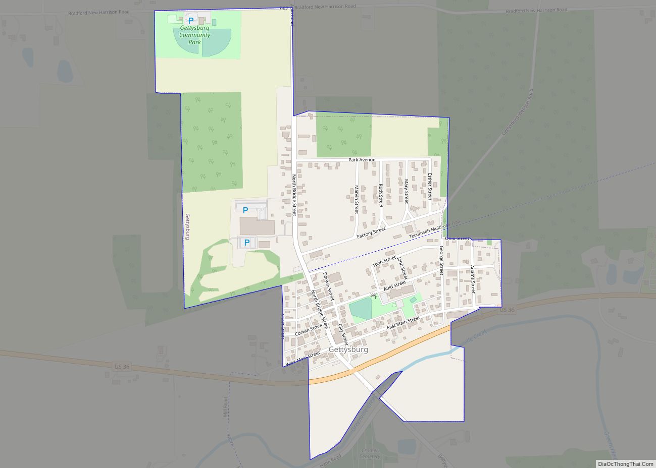 Map of Gettysburg village
