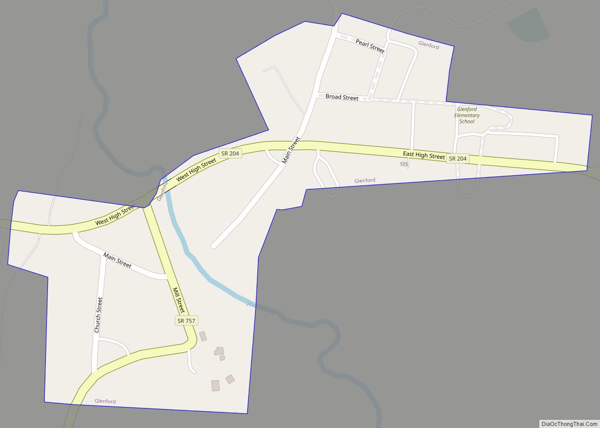 Map of Glenford village