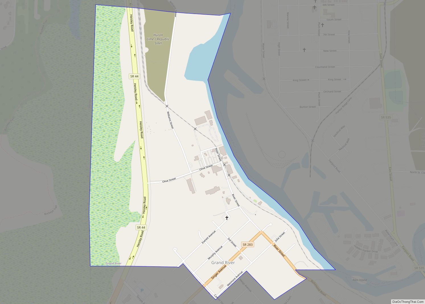 Map of Grand River village, Ohio