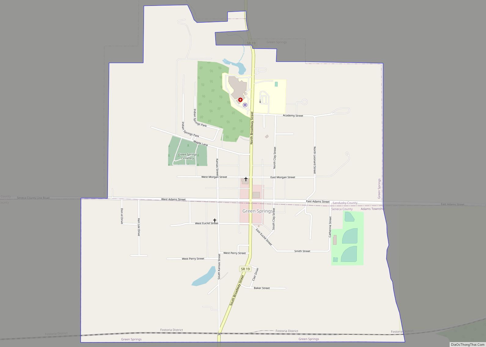 Map of Green Springs village