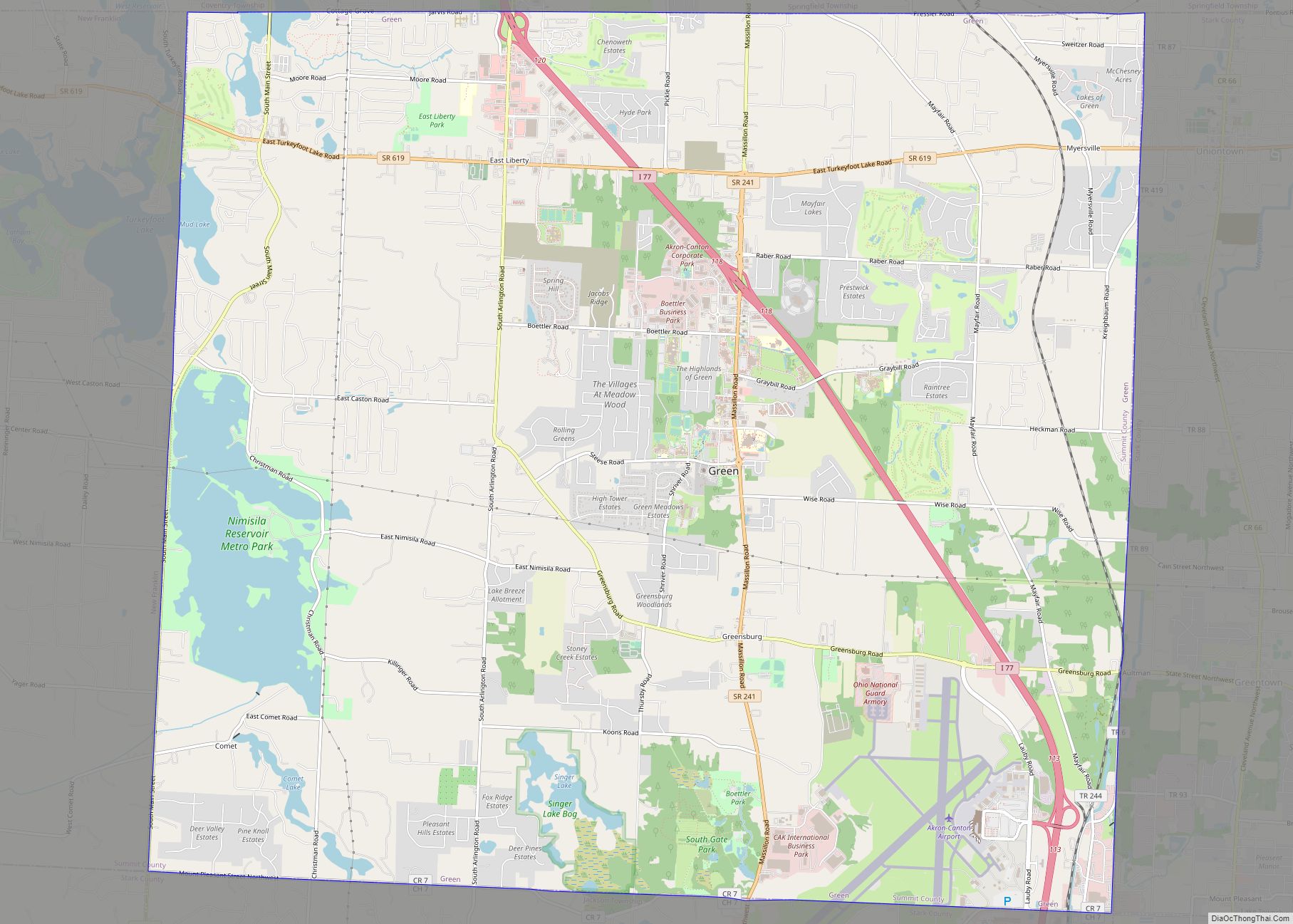 Map of Green city, Ohio
