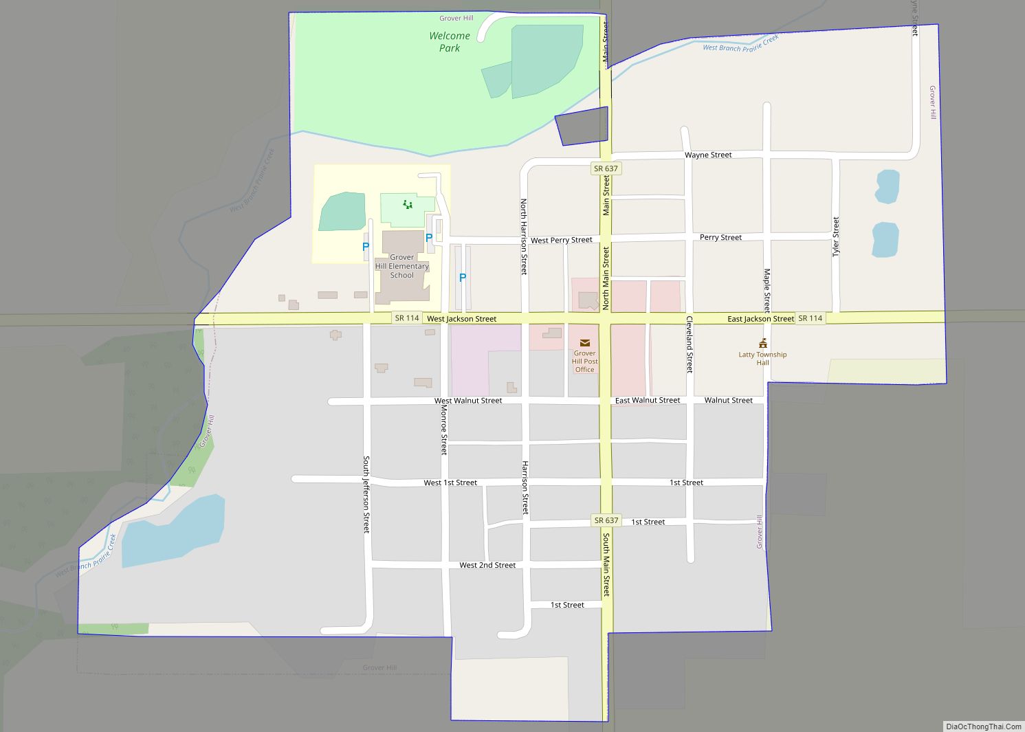 Map of Grover Hill village