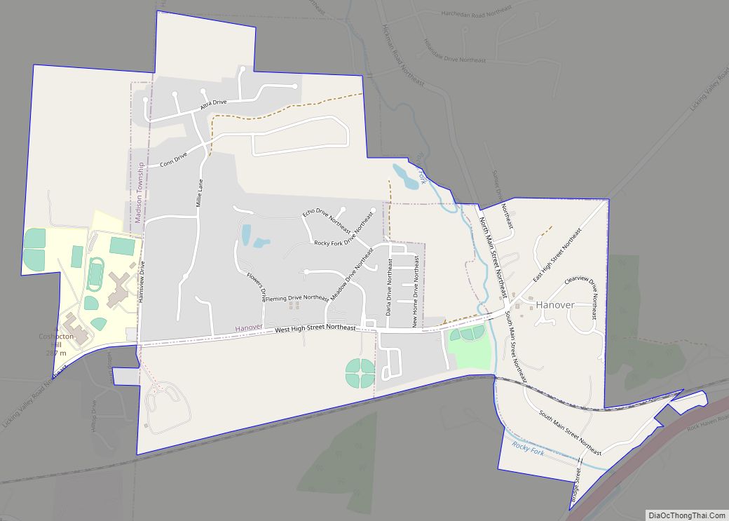 Map of Hanover village, Ohio