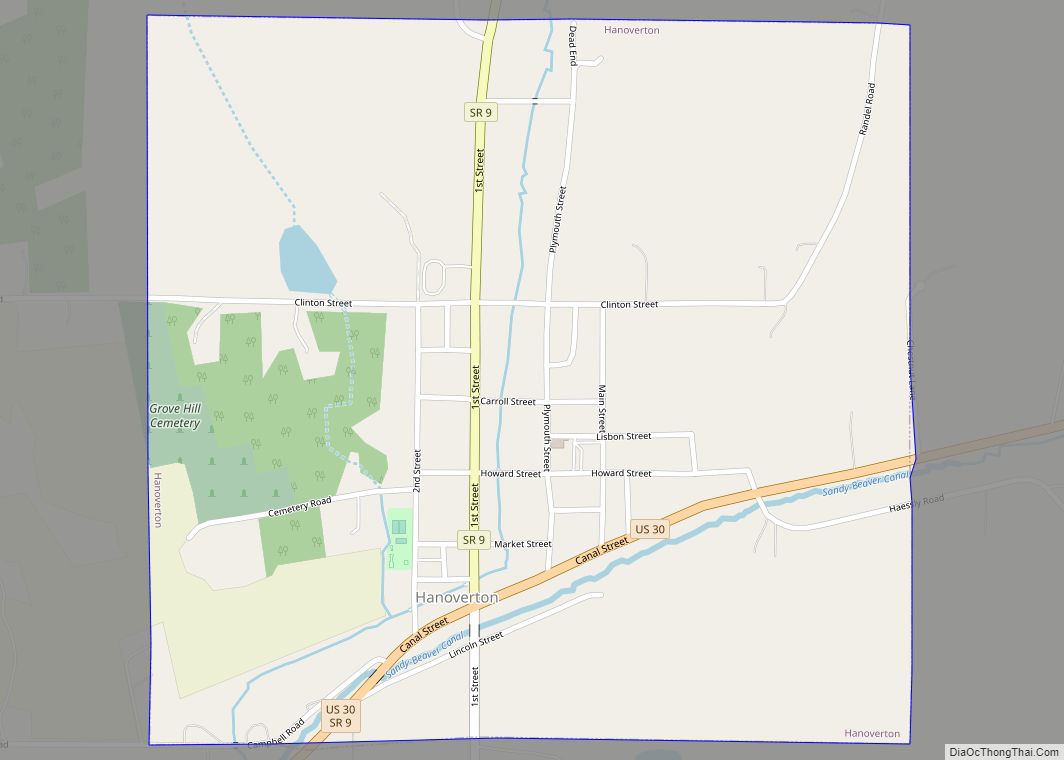 Map of Hanoverton village