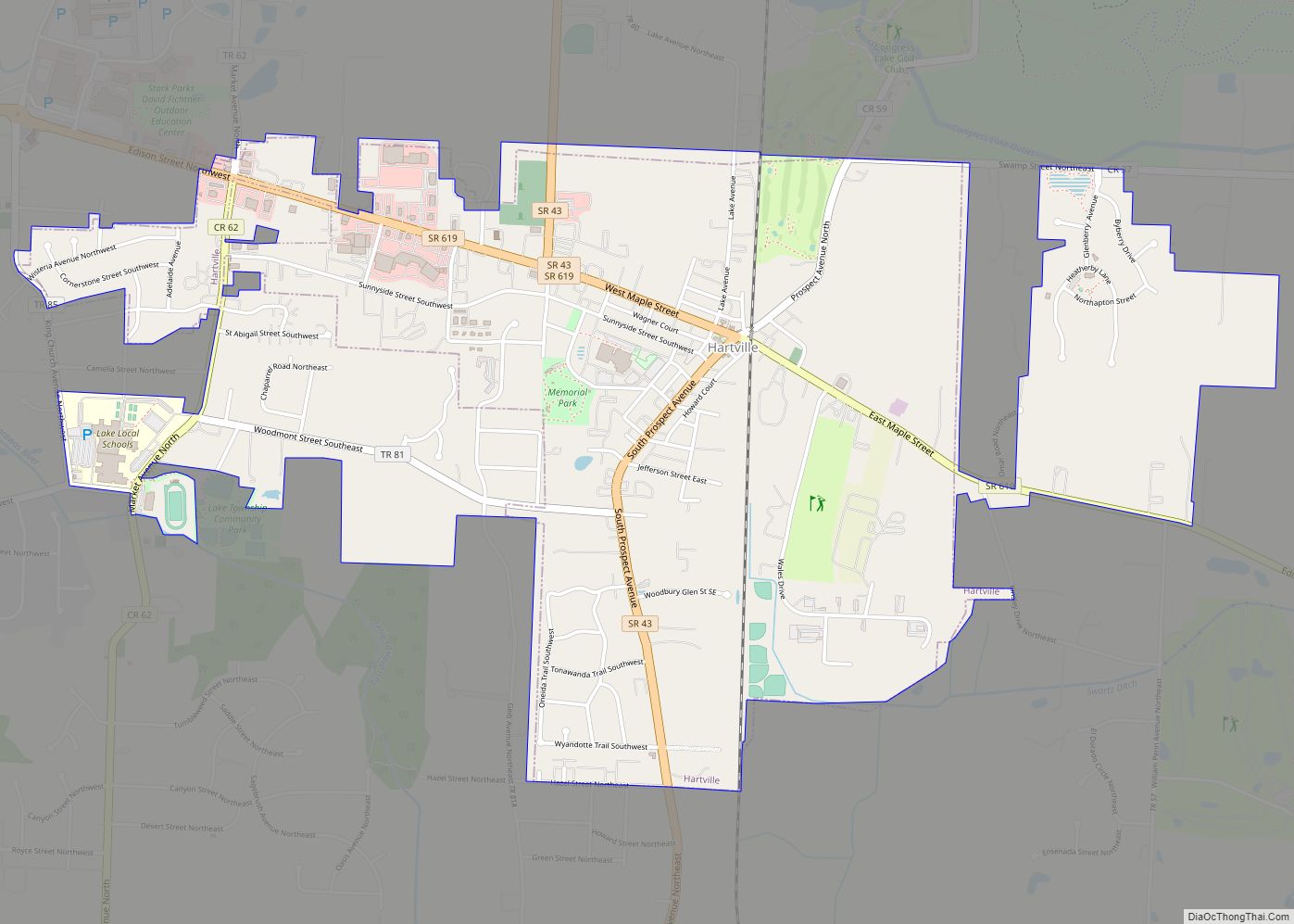 Map of Hartville village, Ohio