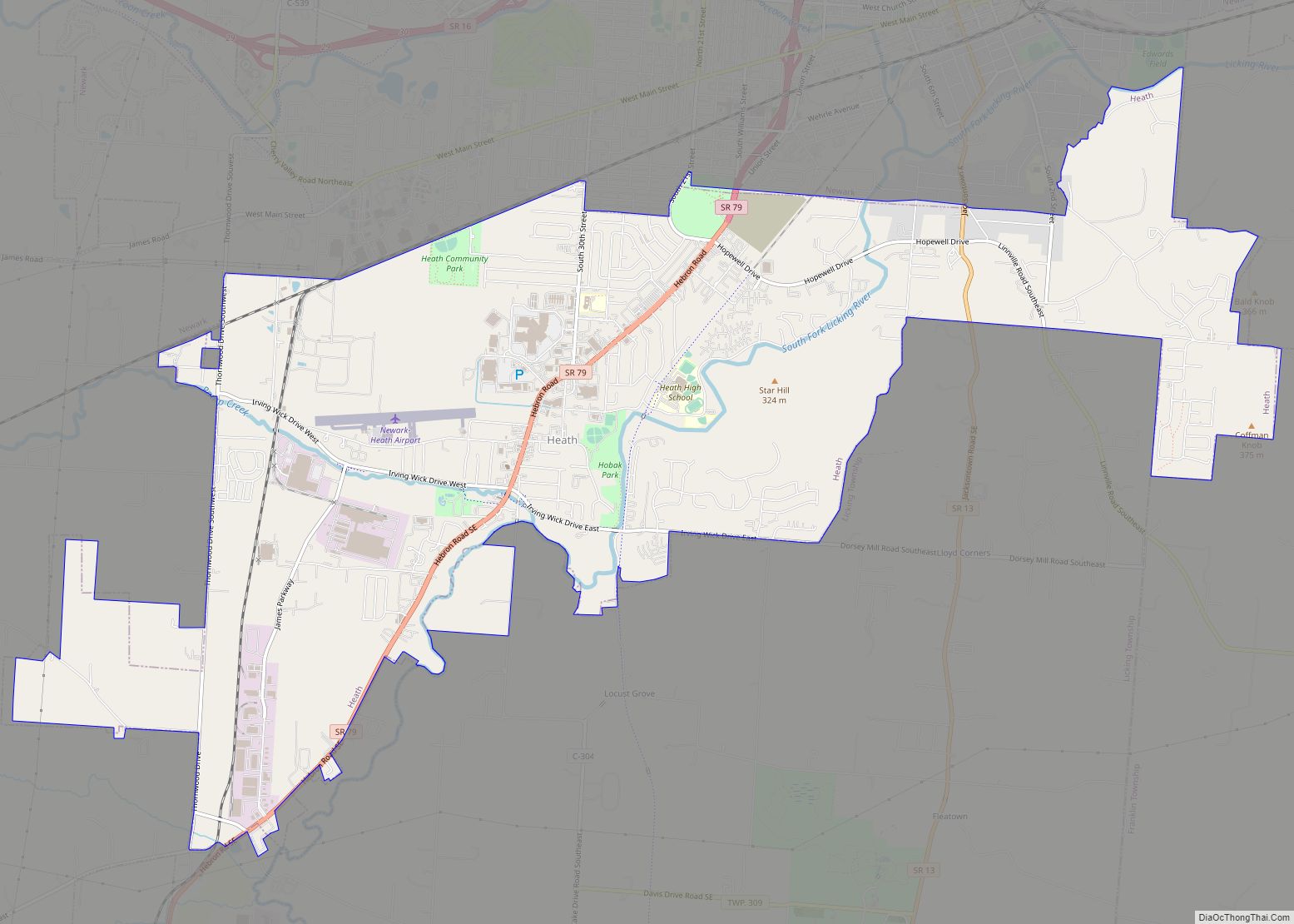 Map of Heath city, Ohio