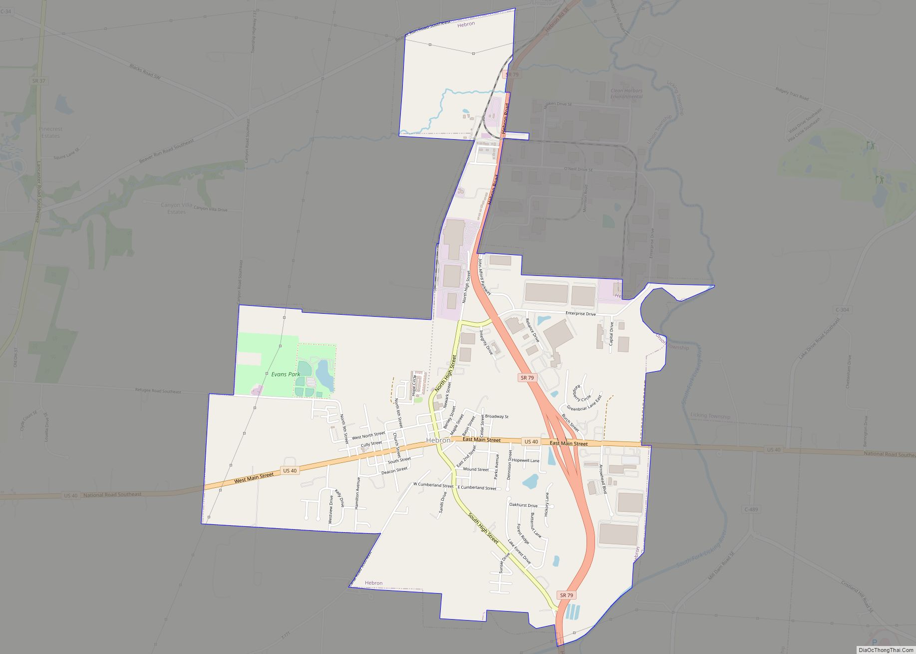 Map of Hebron village, Ohio