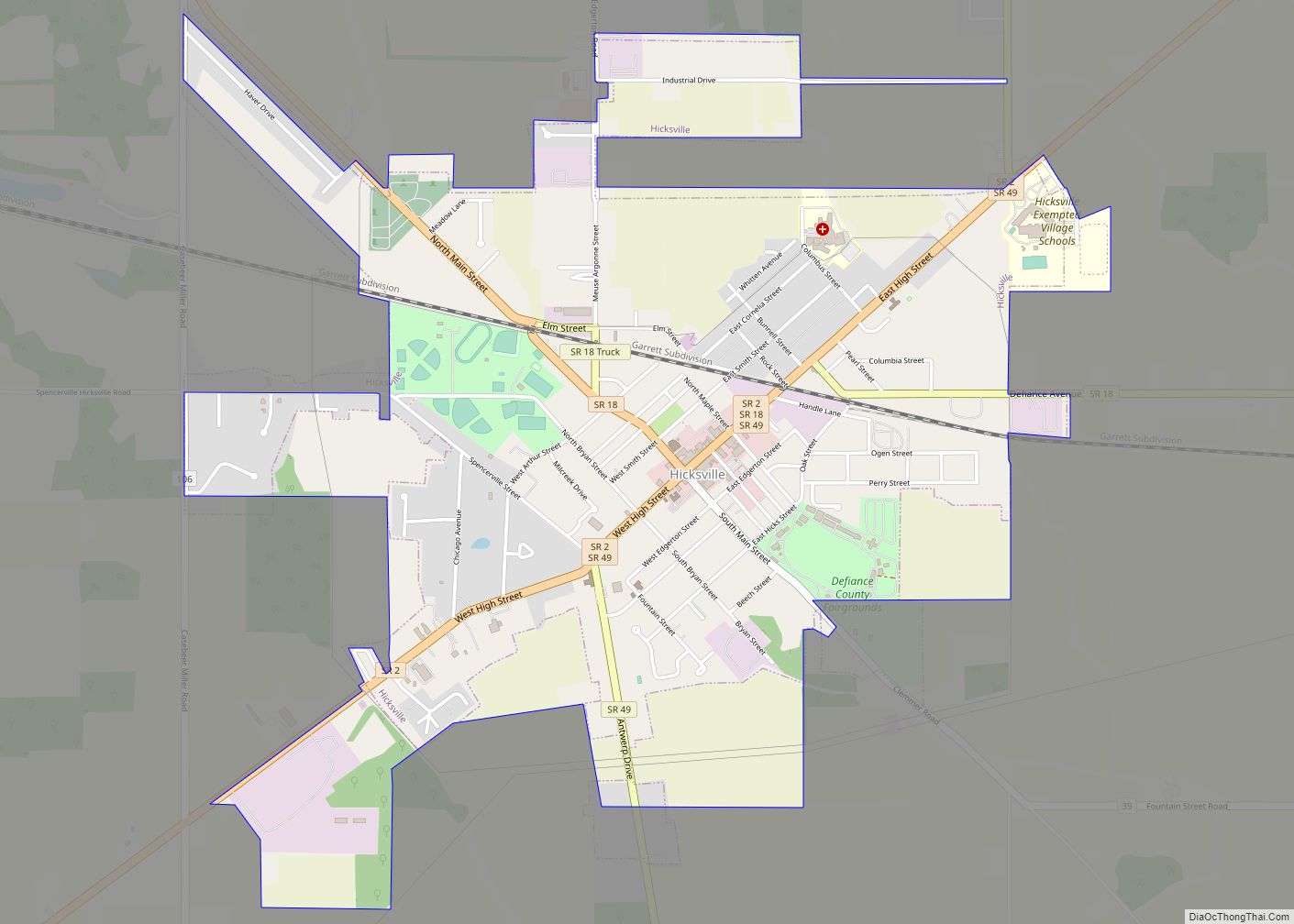Map of Hicksville village, Ohio
