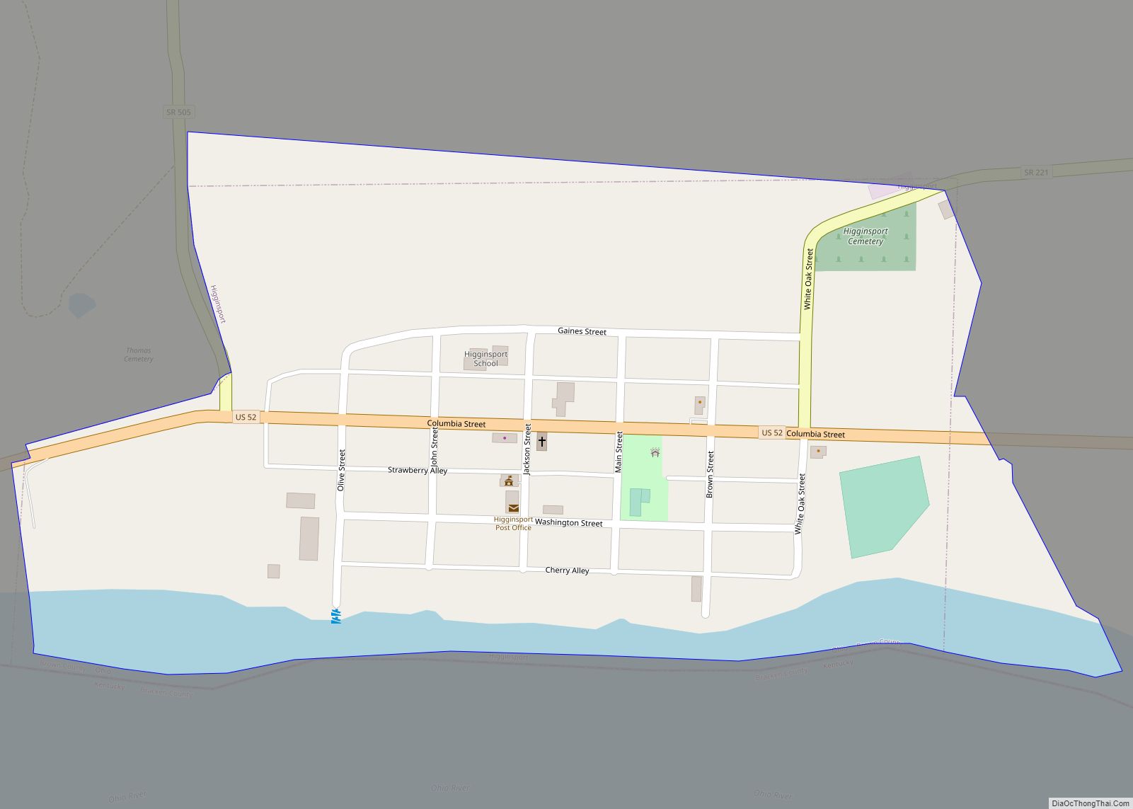 Map of Higginsport village