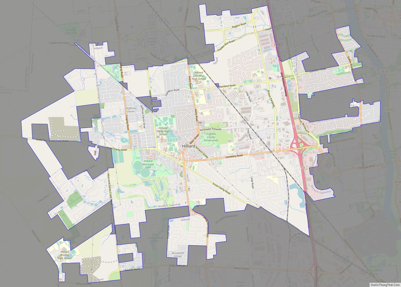 Hilliard ở đâu? Bản đồ thành phố Hilliard, Ohio
