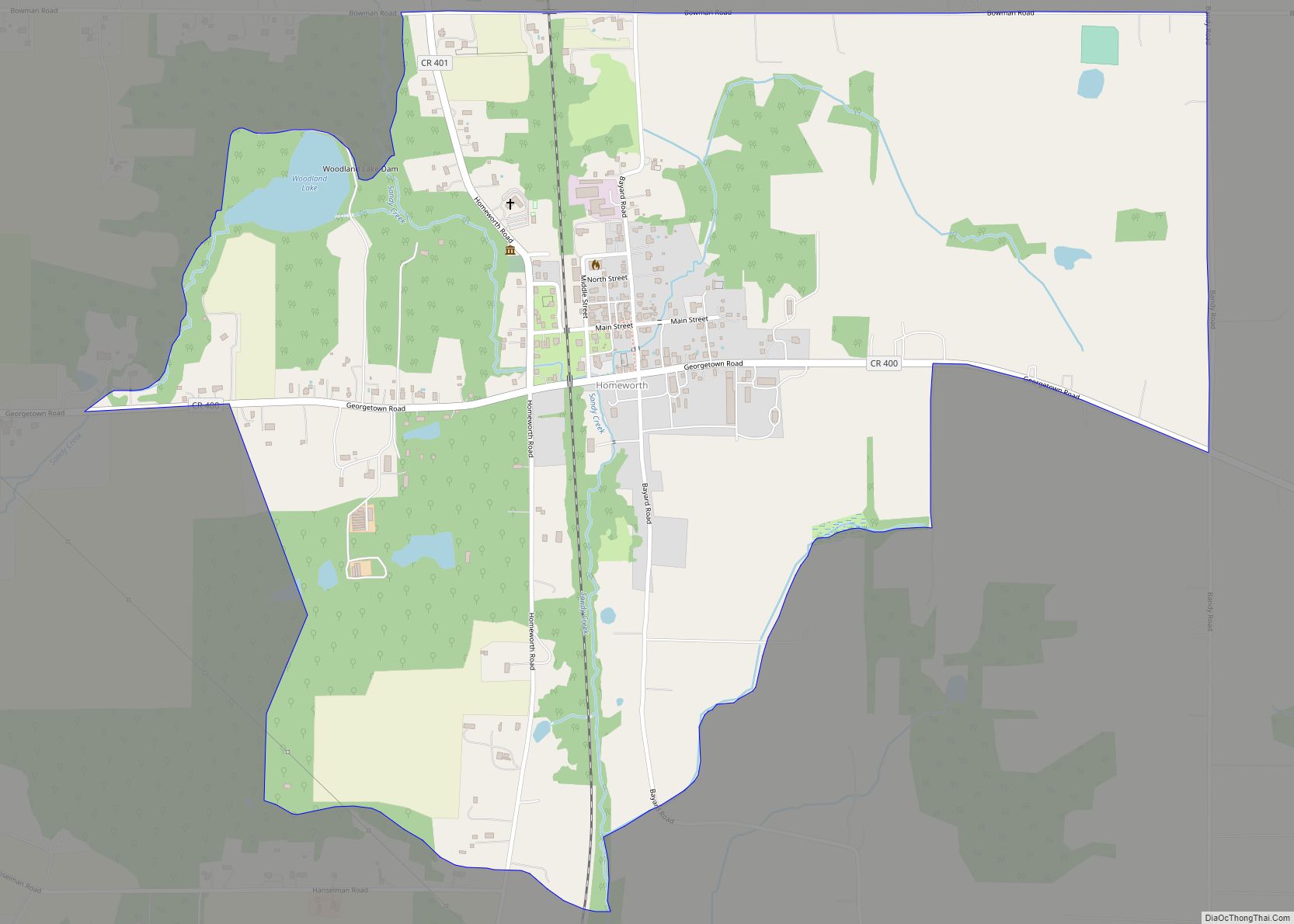 Map of Homeworth CDP