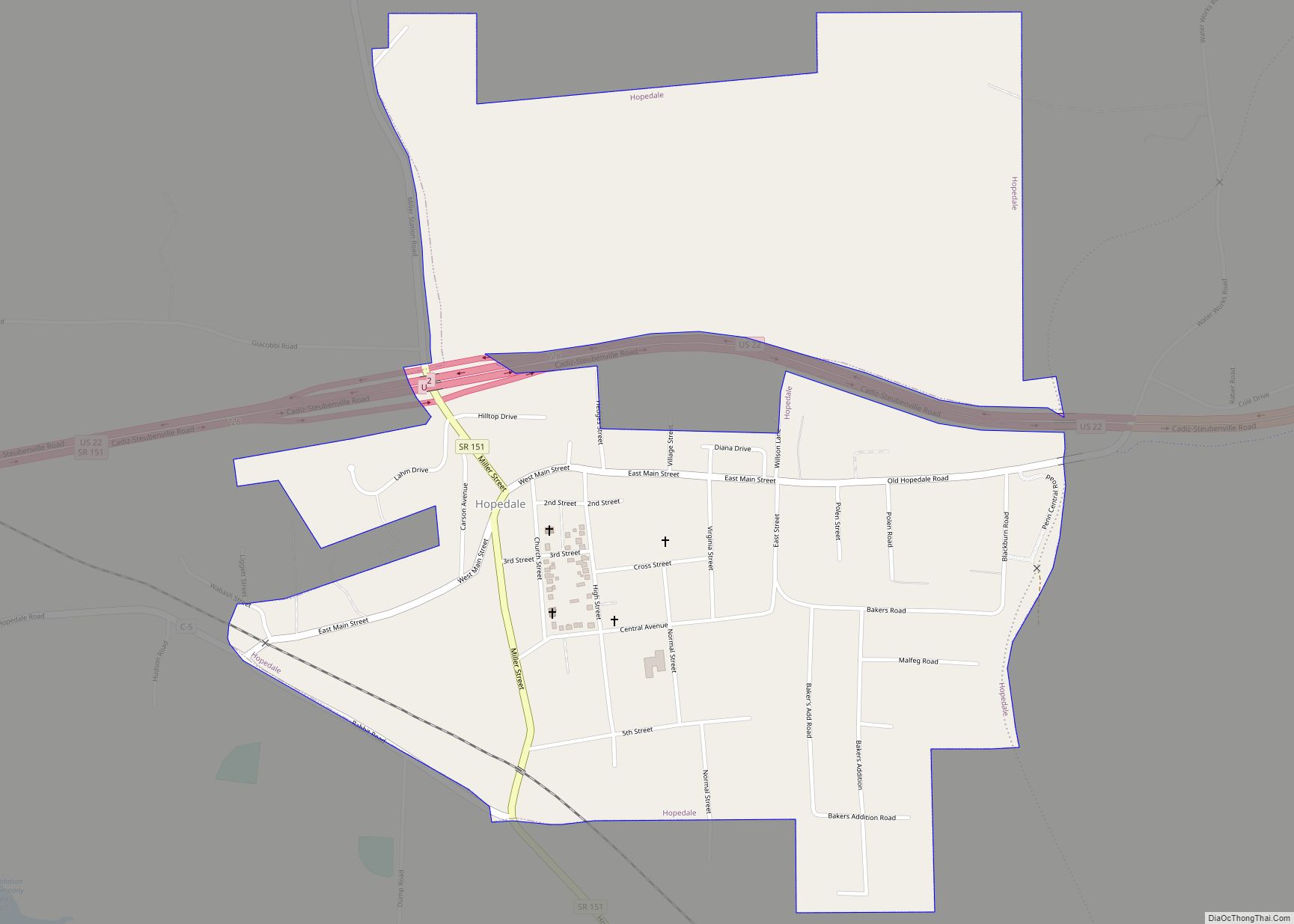 Map of Hopedale village, Ohio