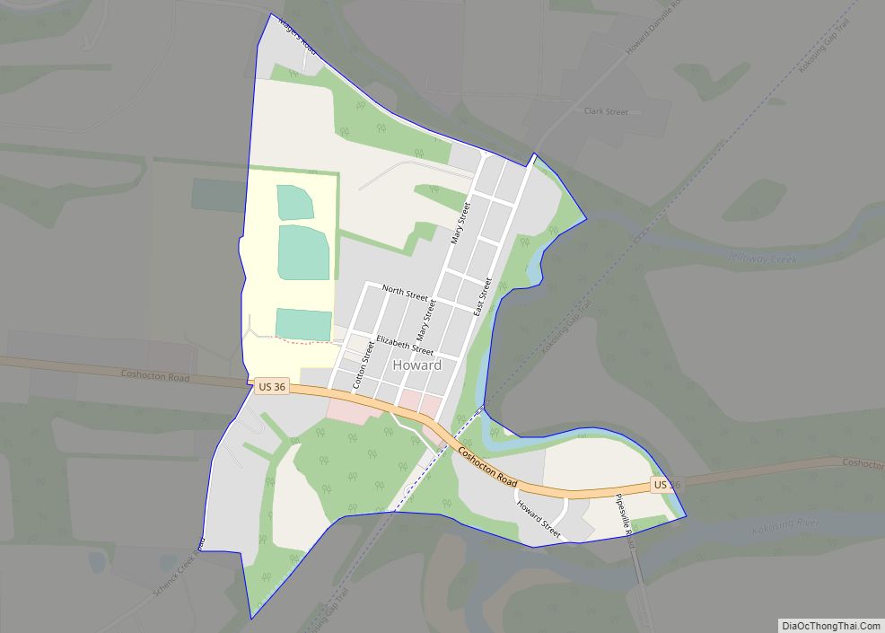 Map of Howard CDP, Ohio