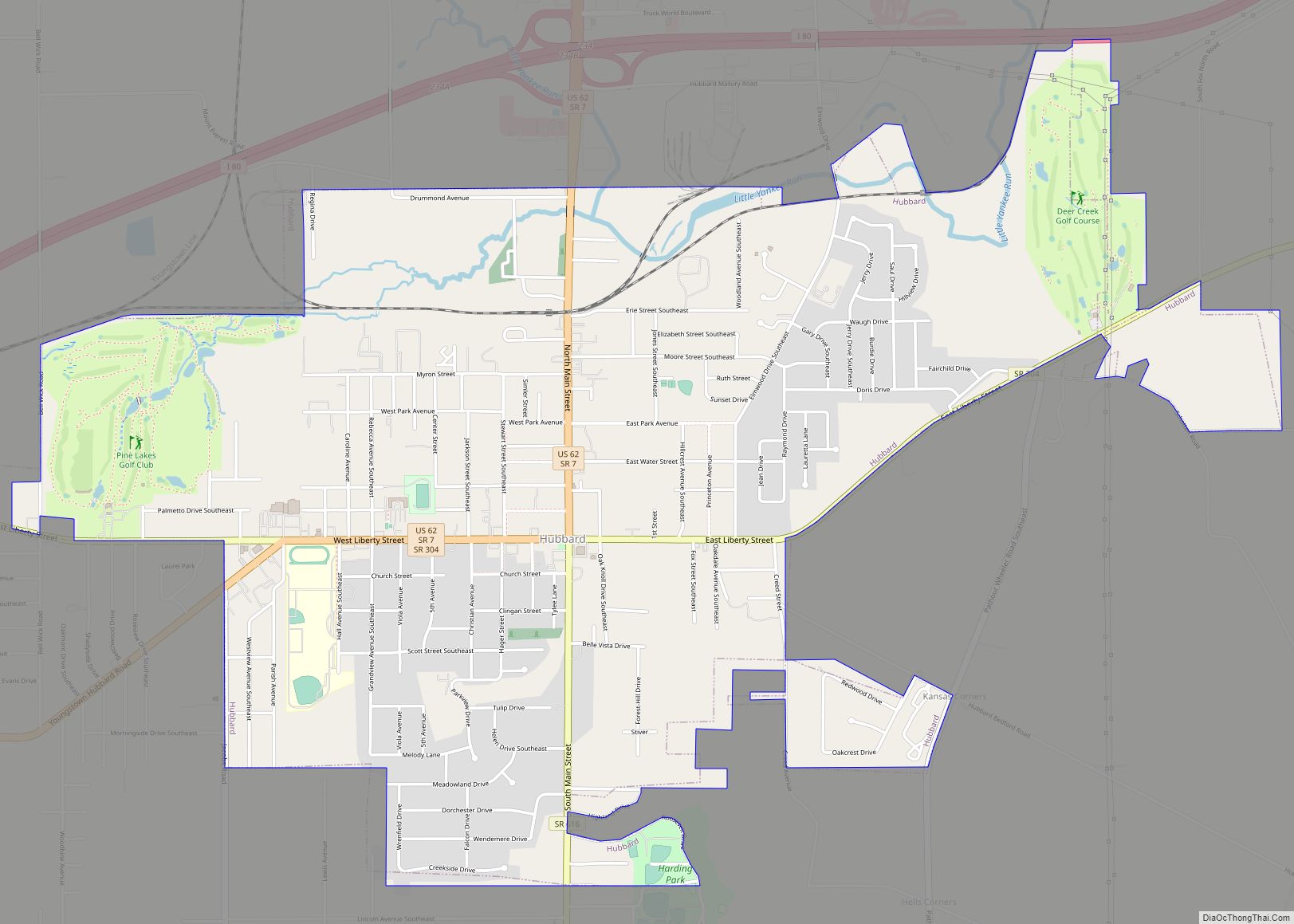 Map of Hubbard city, Ohio