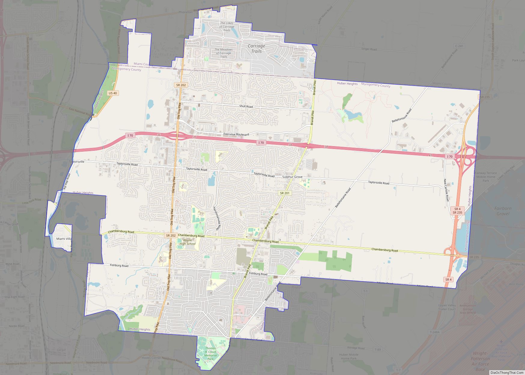 Map of Huber Heights city