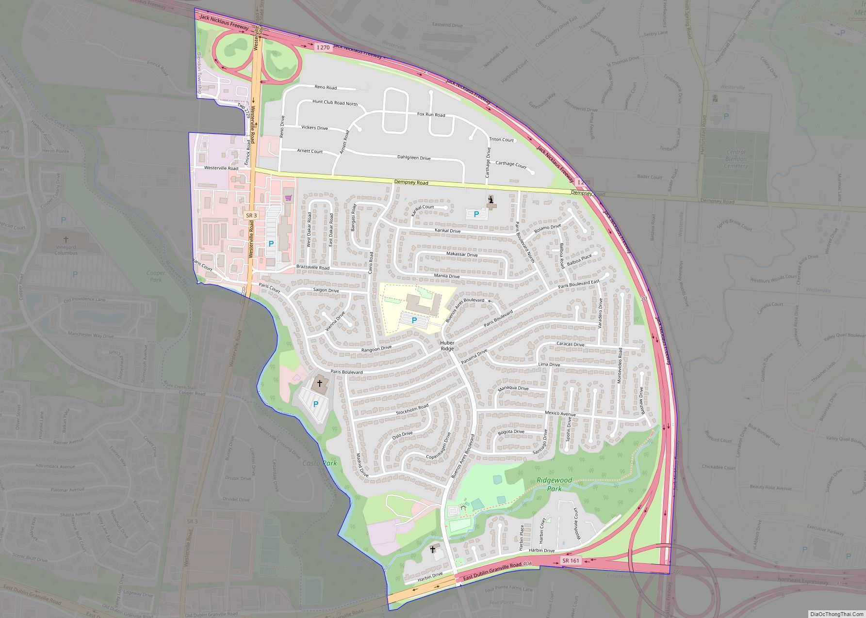 Map of Huber Ridge CDP